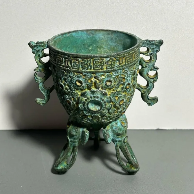 Antique Bronze Ritual Cup Doub - Collectible Vintage Wine 评论和价格
