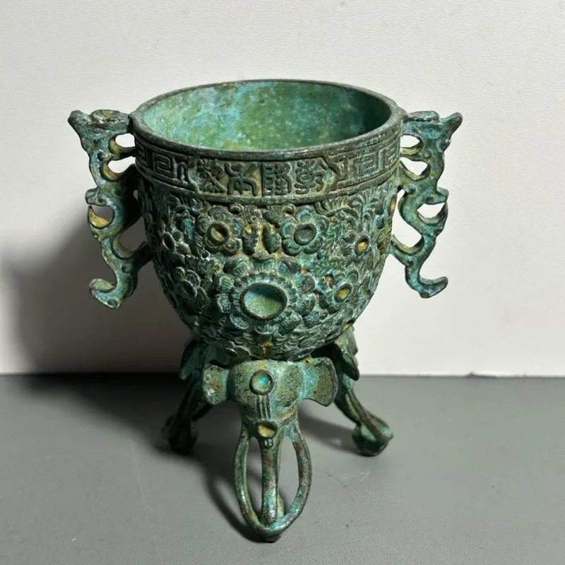 Antique Bronze Ritual Cup Doub - Collectible Vintage Wine 评论和价格