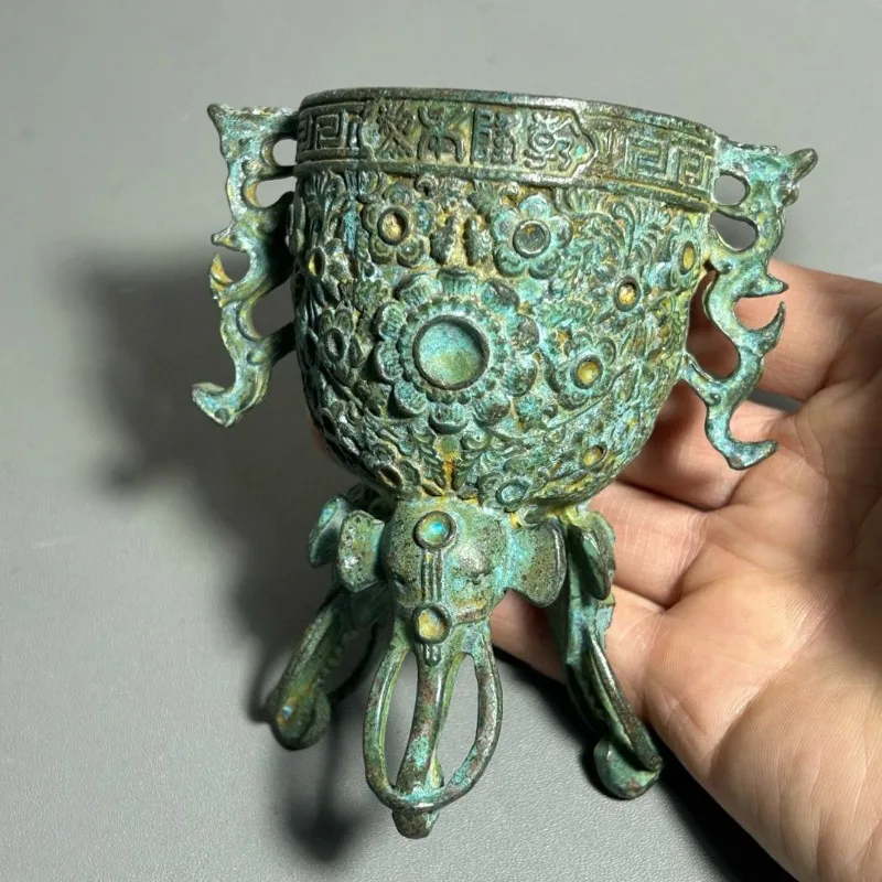 Antique Bronze Ritual Cup Doub - Collectible Vintage Wine 评论和价格