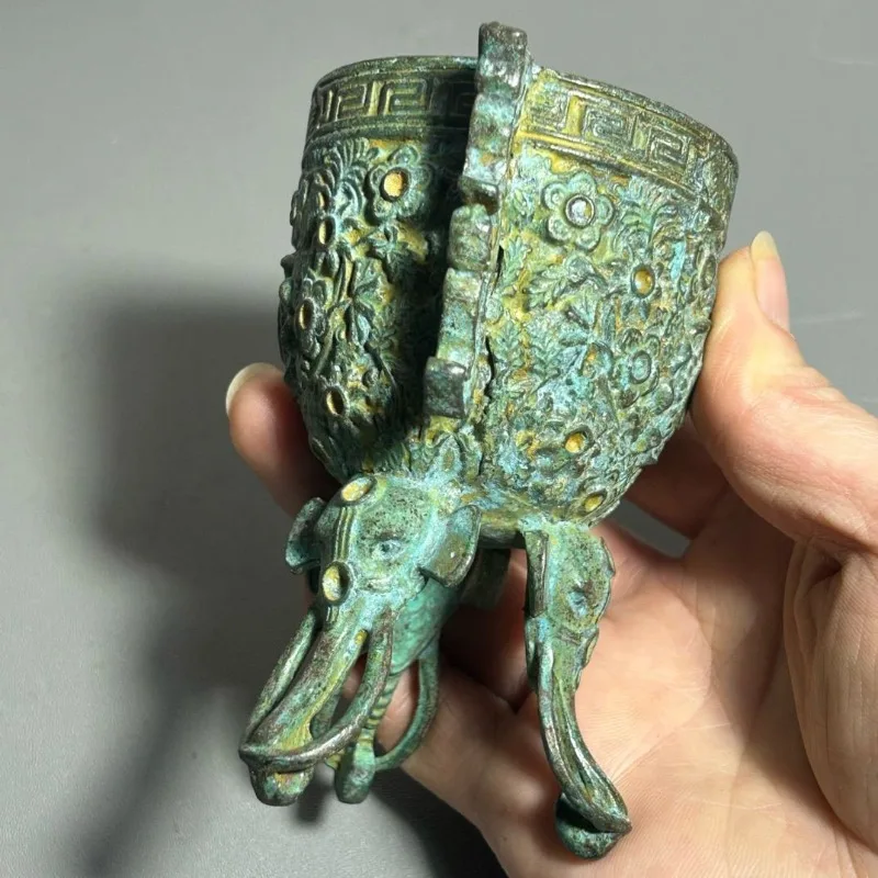Antique Bronze Ritual Cup Doub - Collectible Vintage Wine 评论和价格